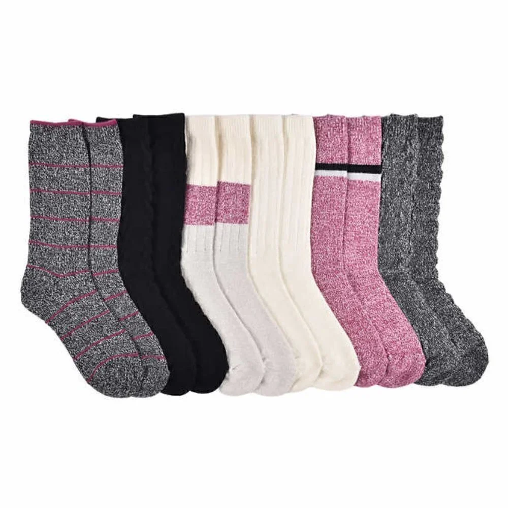 Lucky Brand Boot Socks Women's 6-pair Gray Black Pink/Purple White